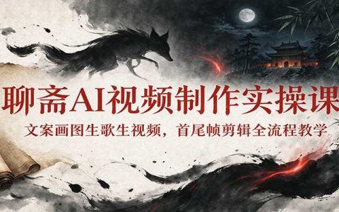 聊斋AI视频制作实操课：文案画图生歌生视频，首尾帧剪辑全流程教学