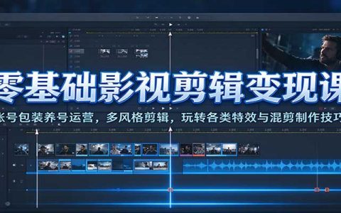 零基础影视剪辑变现课：账号养号运营+多风格混剪特效全攻略