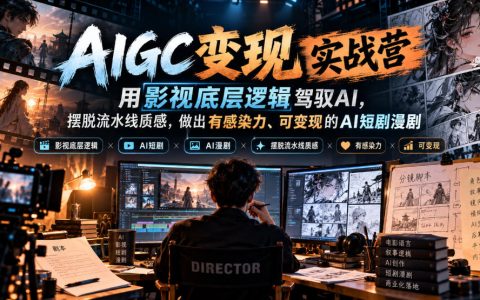 AIGC变现实战营：影视底层逻辑驾驭AI，告别流水线质感做可变现短剧漫剧