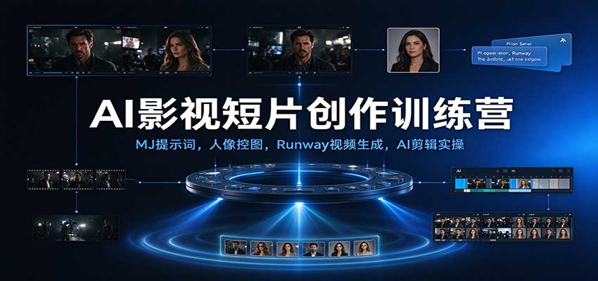 AI影视短片创作训练营：Midjourney提示词+人脸一致性+Runway视频生成+剪映剪辑实操