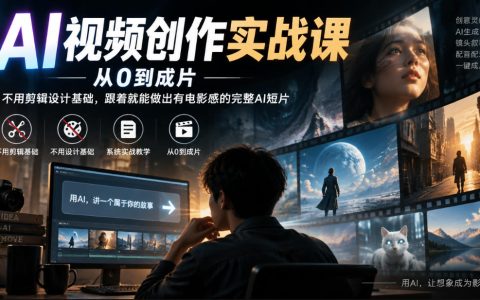 AI视频创作实战课：27节零基础从0到成片，军事/水墨/机甲三大题材做出电影感AI短片