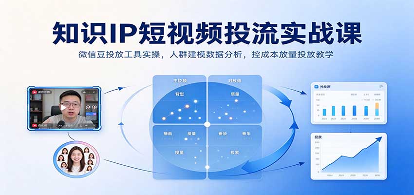 知识IP微信豆投流实战课：人群建模与控成本放量投放教学