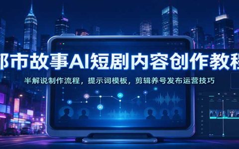 都市故事AI短剧半解说制作教程：提示词模板+剪辑养号发布运营技巧