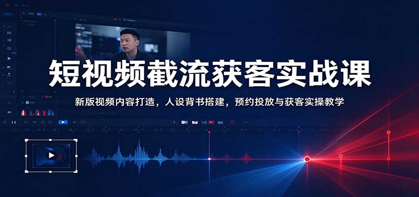 短视频截流获客实战课：预约视频+人设背书+投放逻辑全流程教学