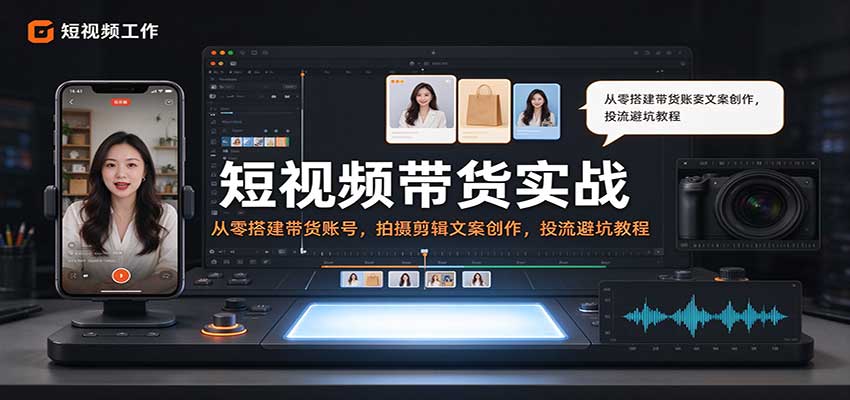 短视频带货实战：零基础起号选品拍摄剪辑文案投流违禁词教程