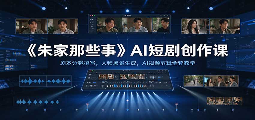 《朱家那些事》AI短剧创作课：剧本分镜+人物场景生成+AI视频剪辑全套教学
