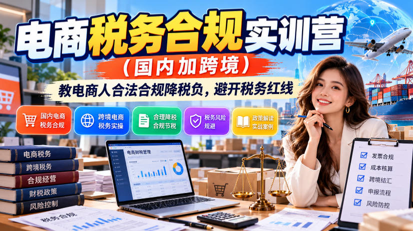 电商税务合规实训营：国内+跨境卖家合法降税负避稽查红线