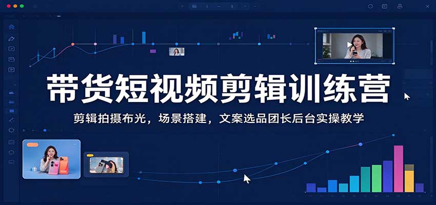 带货短视频剪辑训练营：拍摄布光+场景搭建+文案选品+团长后台实操，零基础入门