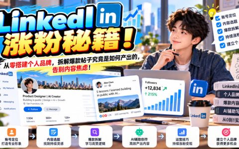 LinkedIn涨粉秘籍：130+模板拆解爆款帖子，零基础搭建个人品牌告别内容焦虑【双语字幕】