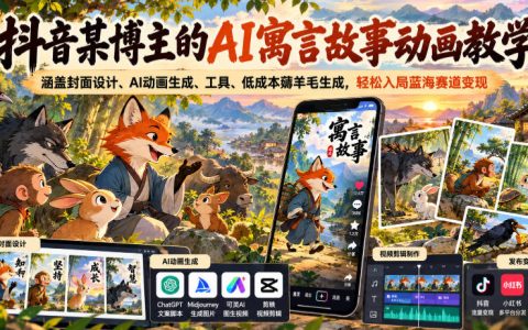 零基础AI寓言故事动画教程：封面设计+AI生成+工具薅福利，轻松入局蓝海赛道变现
