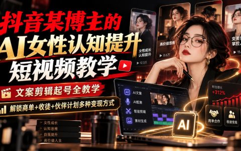 AI女性认知短视频教学：文案剪辑起号全攻略，商单收徒伙伴计划变现