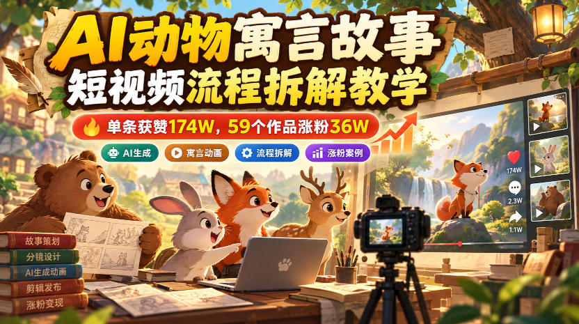 AI动物寓言故事短视频制作教程，拆解爆款流程与涨粉方法