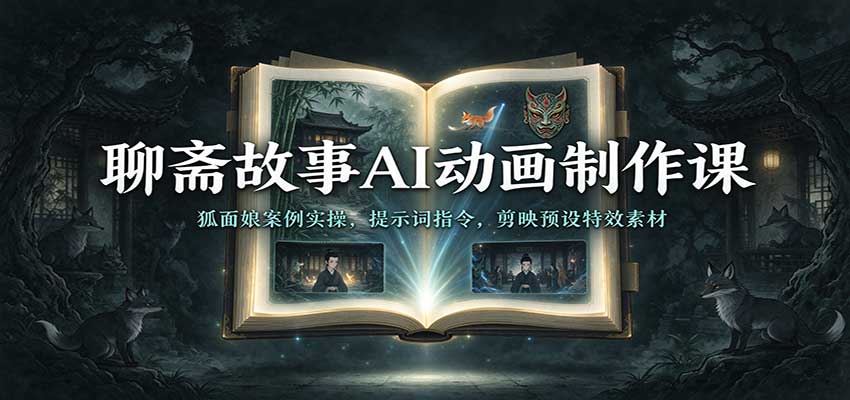 聊斋AI动画制作教程：狐面娘案例实操+剪映特效预设