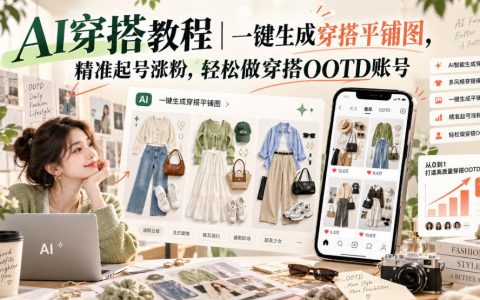 AI穿搭教程｜一键生成OOTD平铺图，新手起号涨粉做穿搭账号