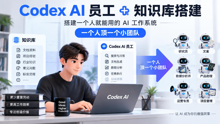 Codex+Obsidian知识库搭建，AI员工团队实战，一人顶小团队
