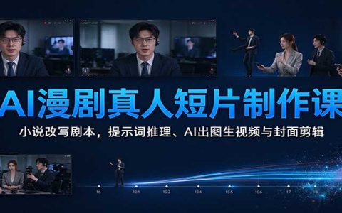 AI漫剧真人短片制作课：小说改剧本与提示词出图生视频剪辑