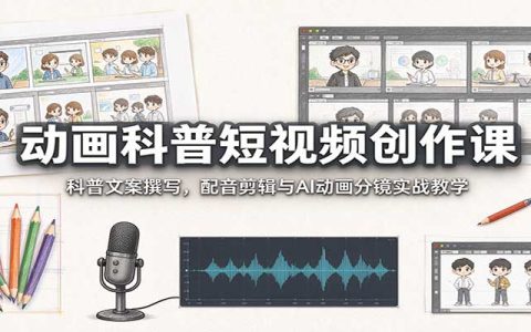 动画科普短视频创作课：AI动画分镜+文案配音剪辑实战，小白也能做科普动画
