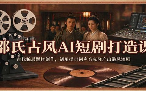 邵氏古风AI短剧课：NEO+NOIZ古代骗局提示词声音克隆港风短剧制作