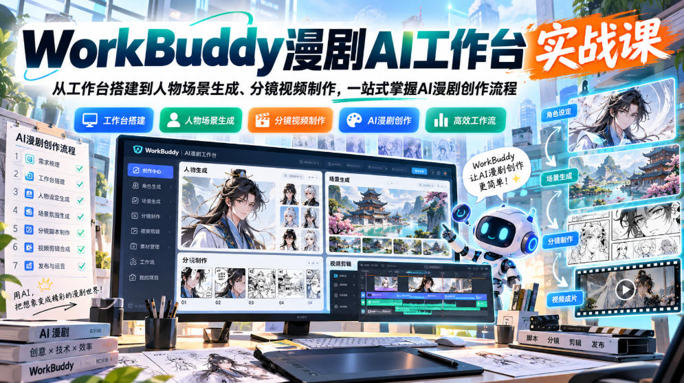 WorkBuddy漫剧AI工作台实战:人物场景生成到分镜视频制作,零基础掌握AI漫剧创作流程 WorkBuddy漫剧AI工作台实战:人物场景生成到分镜视频制作,零基础掌握AI漫剧创作流程