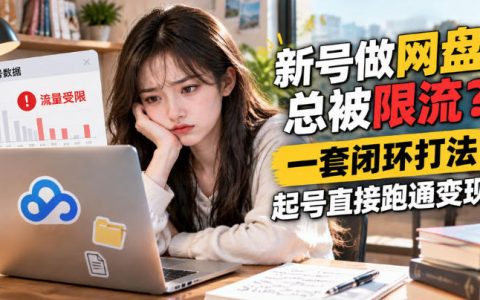网盘拉新SOP：小白新号过限流，夸克迅雷网盘推广实操教程
