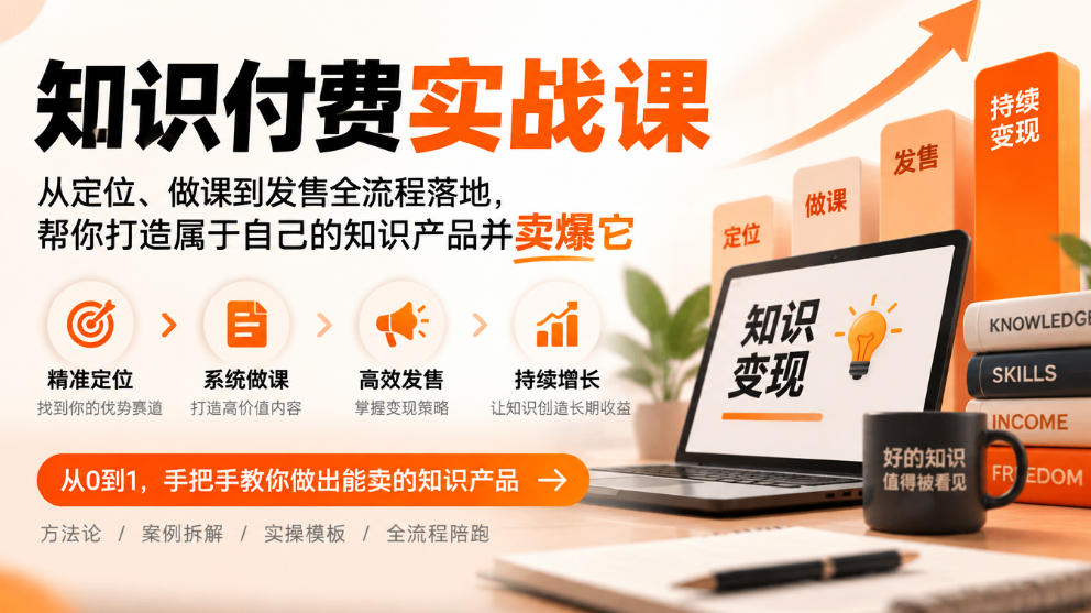 知识付费实战课：定位做课发售全流程，打造爆款知识产品变现