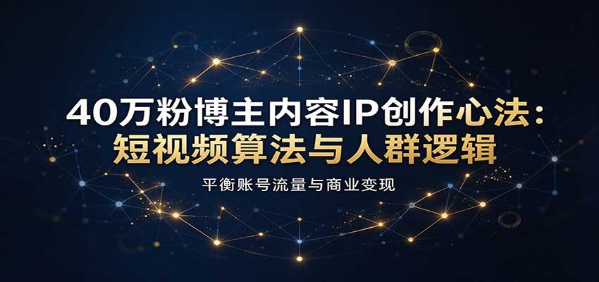 40万粉博主短视频IP创作心法：算法人群逻辑与流量变现