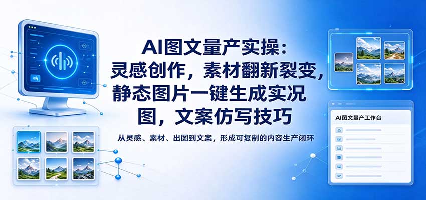 AI图文量产实操：素材翻新裂变+静态图转实况图+文案仿写教程