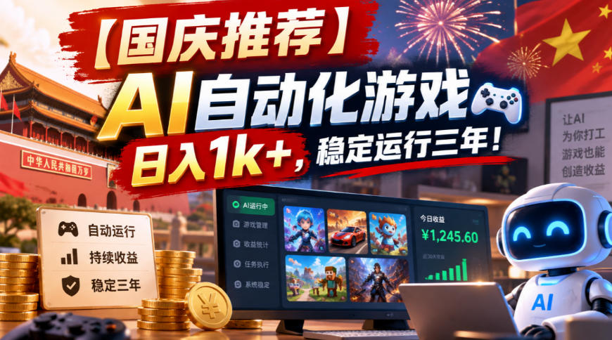 国庆AI自动化游戏项目｜变现1方法操作简单稳定运行三年