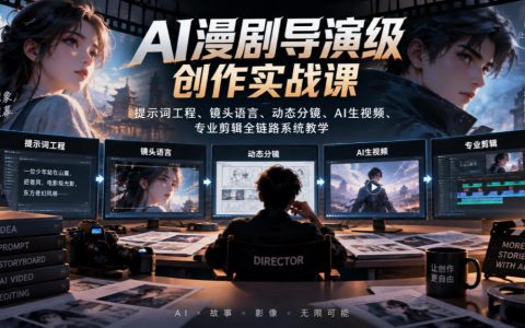 AI漫剧导演级创作实战课：提示词工程+镜头语言+动态分镜+AI生视频+剪映剪辑全链路