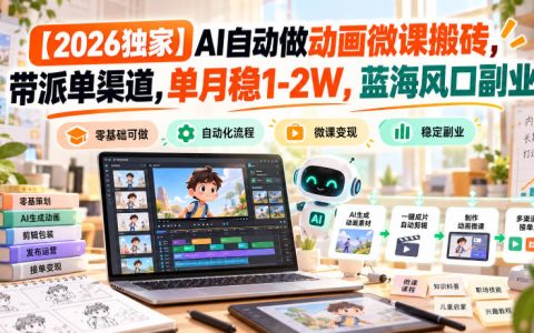AI动画微课制作副业教程｜带派单渠道 单月稳1-2W 蓝海风口