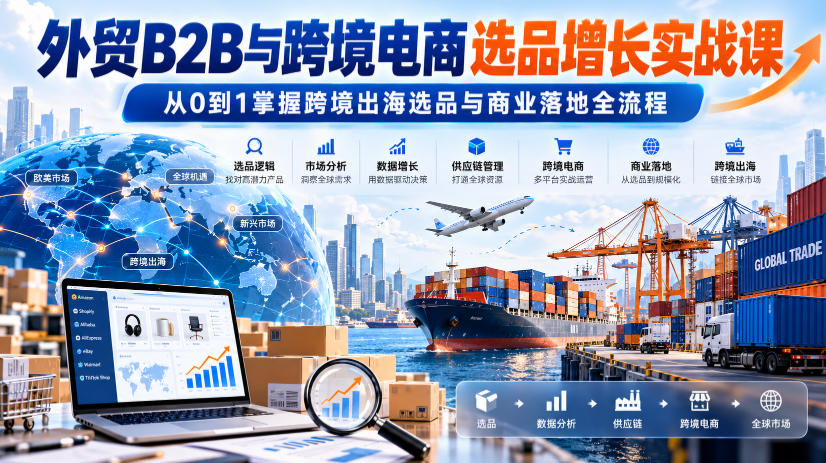 外贸B2B跨境电商选品实战课：27节从0到1掌握出海选品与商业落地