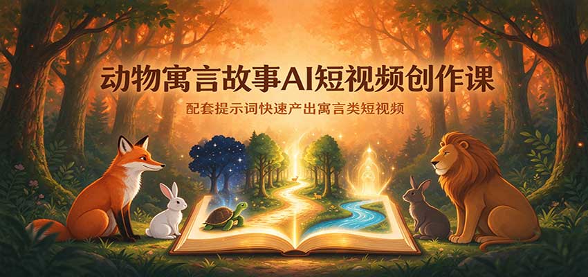 AI动物寓言故事短视频创作课：配套提示词快速产出寓言类短视频