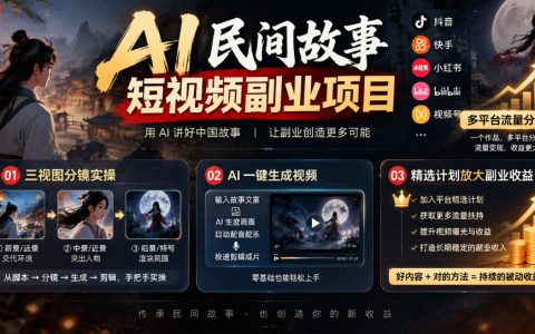 AI民间故事短视频副业：DeepSeek+豆包三视图分镜，多平台流量分成实操