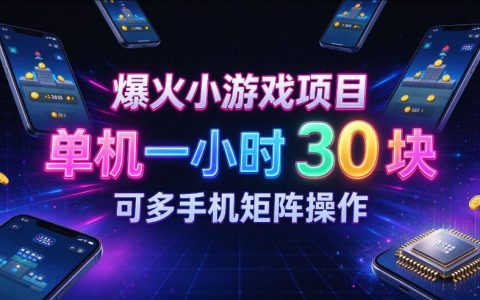 爆火小游戏撸金项目实测单机一小时30+多手机矩阵新手可上手