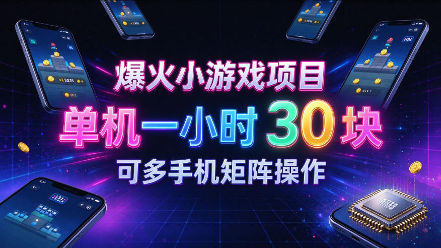 爆火小游戏撸金项目实测单机一小时30+多手机矩阵新手可上手