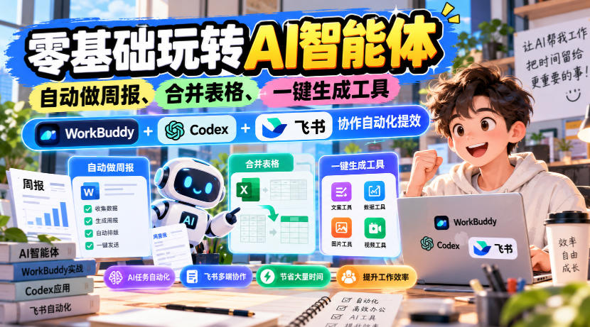 零基础AI智能体实战：WorkBuddy+Codex+飞书自动周报表格合并零代码工具