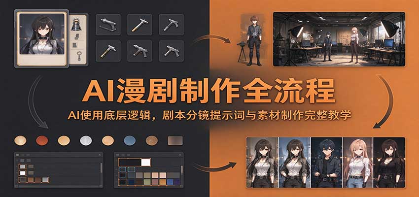 AI漫剧制作全流程教程：从剧本分镜提示词到角色场景素材实操教学