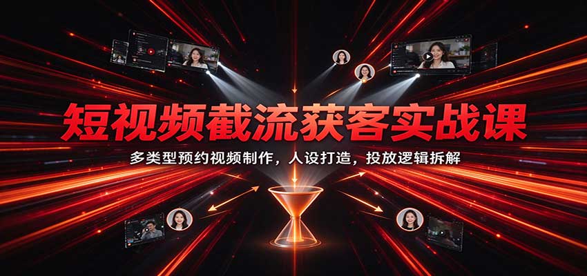 短视频截流获客实战课:预约视频制作+人设打造+投放逻辑拆解,精准获客 短视频截流获客实战课:预约视频制作+人设打造+投放逻辑拆解,精准获客