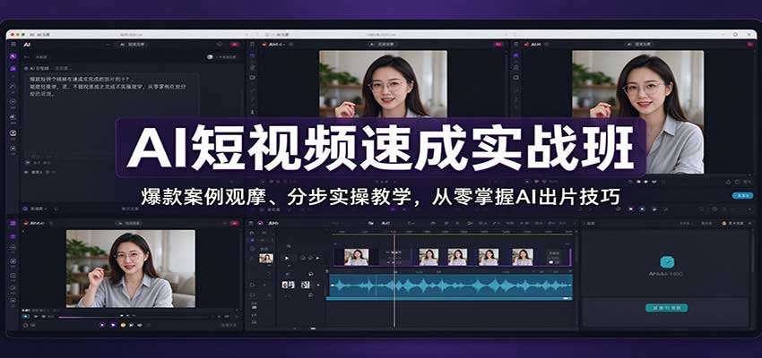AI短视频速成实战班：爆款案例观摩+分步实操，零基础掌握AI出片技巧
