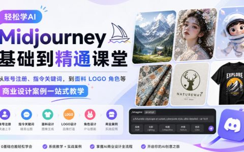 轻松学AI Midjourney基础到精通：账号注册/关键词/商业设计案例一站式教学