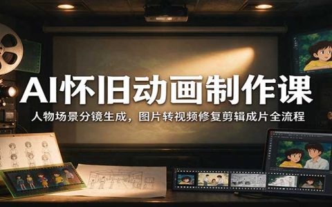 零基础AI怀旧动画制作课：人物场景分镜脚本生成、图片转视频修复剪辑成片全流程