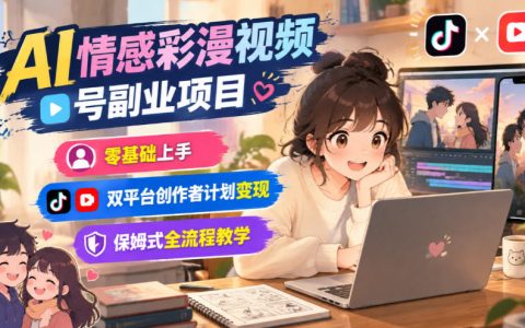 AI情感彩漫视频号副业，零基础双平台创作者计划变现教学